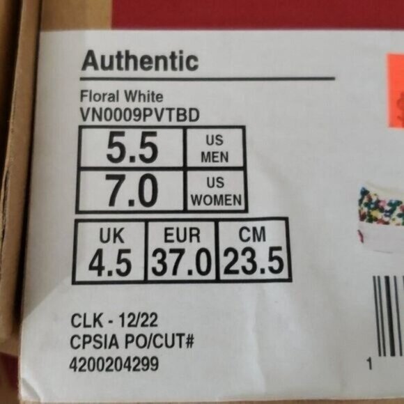 New Vans Authentic Womens Floral Print Shoes Size 7 Bloomcore Festival Skater - Picture 10 of 10